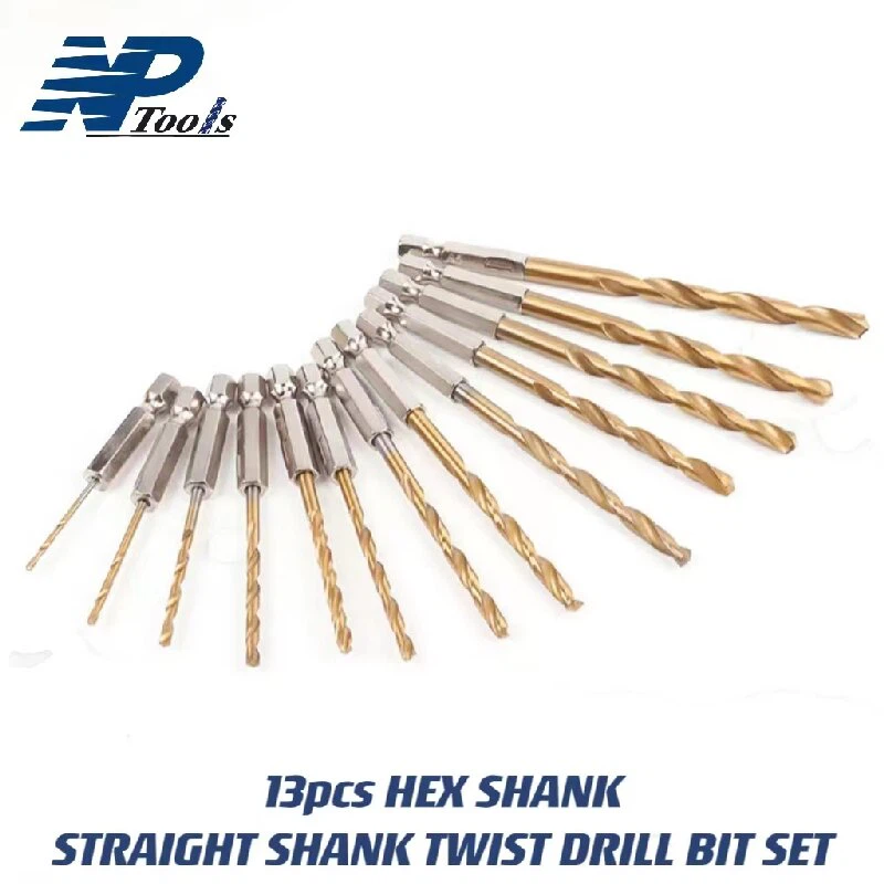 13Pcs Hex Shank Straight Shank Twist Drill Bit Set